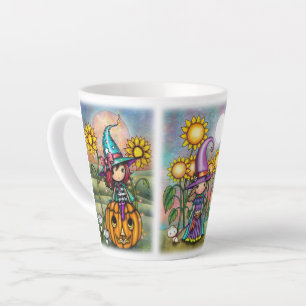 Caneca De Café Latte Três Bruxas Fofas de Halloween por Molly Harrison