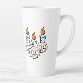 Caneca De Café Latte Três caveiras com velas acesas