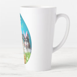 Caneca De Café Latte Três Collie Coelho da Páscoa