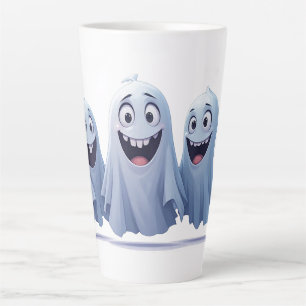 Caneca De Café Latte Três Fantasmas Amigáveis de Halloween Juntos à Noi