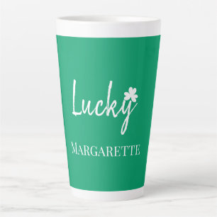 Caneca De Café Latte Trevo de Shamrock Irlandês Sortudo Dia de São Patr