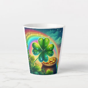 Caneca De Café Latte Trevo do dia do Rainbow Saint Patrick