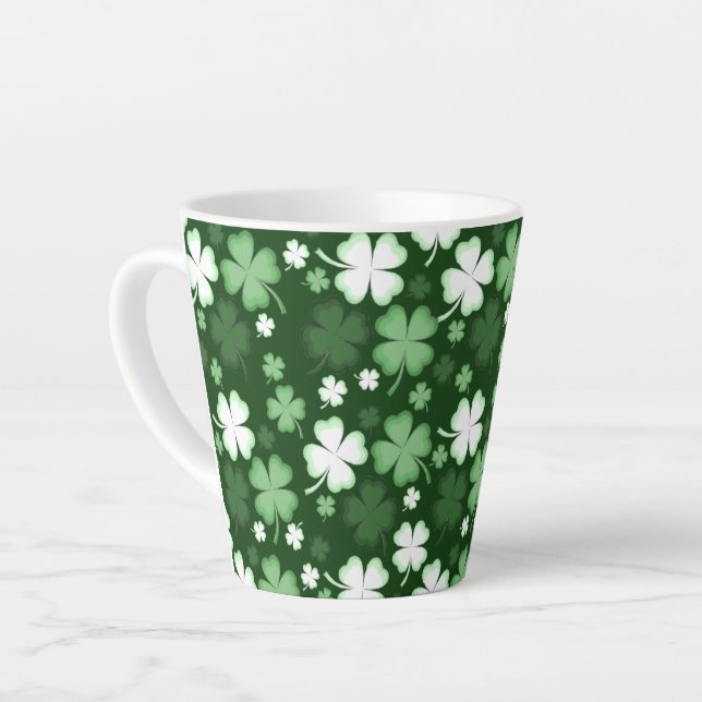 Caneca De Café Latte Trevo Verde, Dia de São Patrício (Ângulo esquerdo)