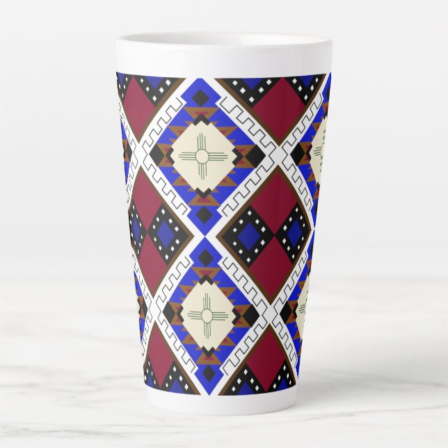 Caneca De Café Latte Tribal, Felicidade, Zia Nativa Americana (Frente)