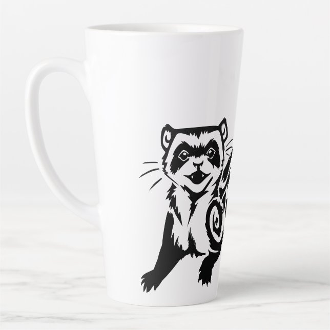 Caneca De Café Latte Tribal Ferret Tattoo Design (Esquerda)