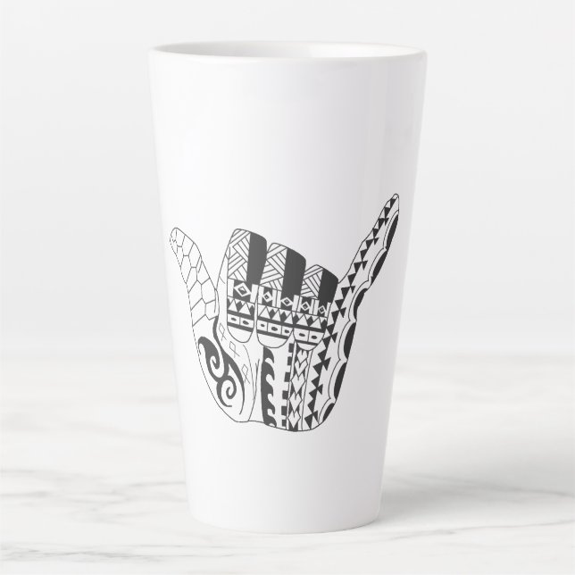 Caneca De Café Latte Tribal, Surf (Frente)