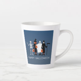 Caneca De Café Latte Trick or Treaters Halloween em Português