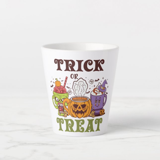 Caneca De Café Latte Trick Ou Trate O Café (Frente)