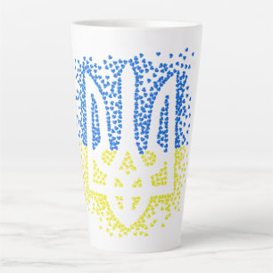 Caneca De Café Latte Tridente de emblem ucraniano trizub espalhando cor