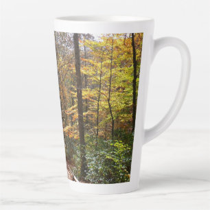 Caneca De Café Latte Trilha Ensolarada de Outono em Laurel Hill State P