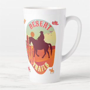 Caneca De Café Latte Trilhos Sunset , Cowboy e Cactus Desert Journey .