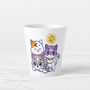 Caneca De Café Latte Trio Adorável - Três Gatos Gelados