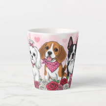 Trio de Cães Adoráveis Rosas Amante de Animais