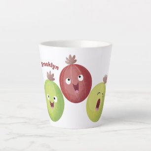 Caneca De Café Latte Trio de groselhas fofas cantando desenho animado