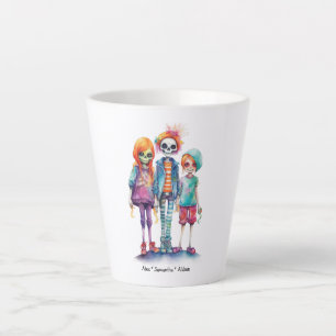 Caneca De Café Latte Trio Zombie Adorável Pastel - Halloween Bonito
