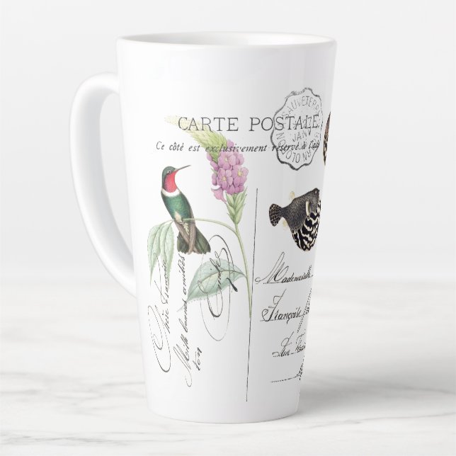 Caneca De Café Latte Trombose de Ephemera Latino de Pássaro (Ângulo esquerdo)