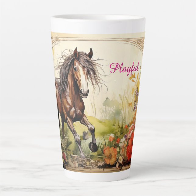 Caneca De Café Latte Trombose Latente com Cavalo Repleto (Frente)
