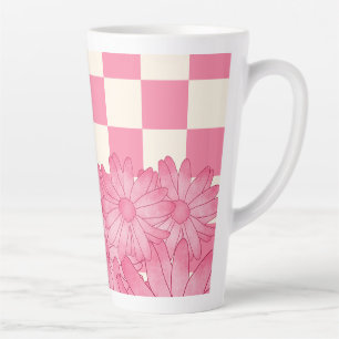 Caneca De Café Latte Trombose Latte do Padrão Floral Verificado