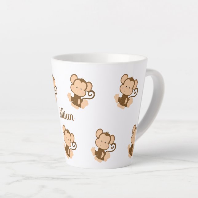 Caneca De Café Latte Tropa de macacos personalizados (Ângulo direito)