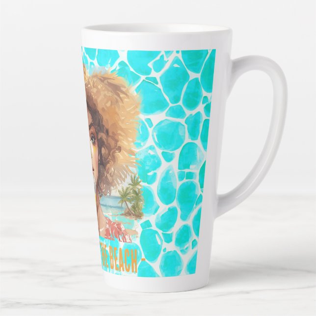 Caneca De Café Latte Tropical Beach, Lets Go to The Beach, (Direita)
