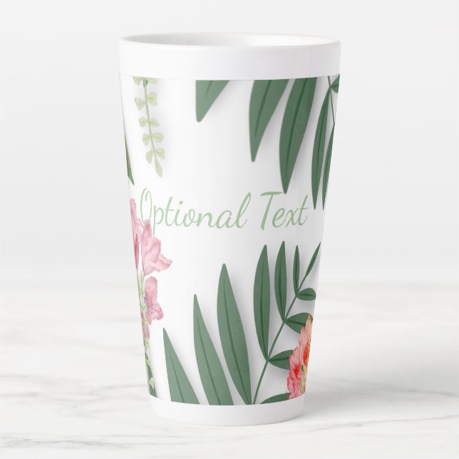 Caneca De Café Latte Tropical Floral (Frente)