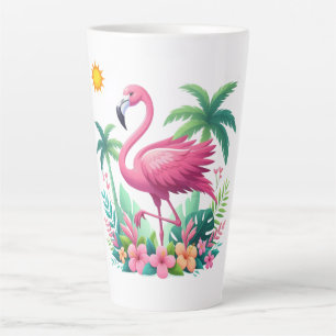 Caneca De Café Latte Tropical/Flórida rosa flamingo
