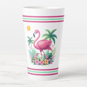 Caneca De Café Latte Tropical/Flórida rosa flamingo