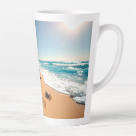 Caneca De Café Latte Tropical Golden Shell Beach Chic