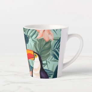 Caneca De Café Latte Tropical Parrot Coffee Mug