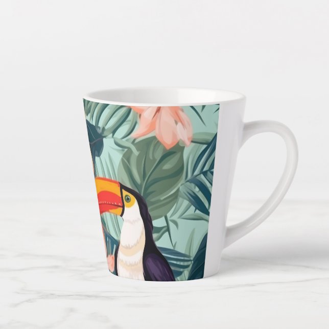 Caneca De Café Latte Tropical Parrot Coffee Mug (Direita)