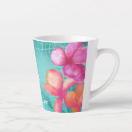 Caneca De Café Latte Tropical Plumeria Personalizada De Café