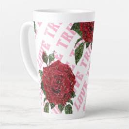 Caneca De Café Latte True Love Rose Romantic Valentine's Day