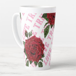 Caneca De Café Latte True Love Rose Romantic Valentine's Day