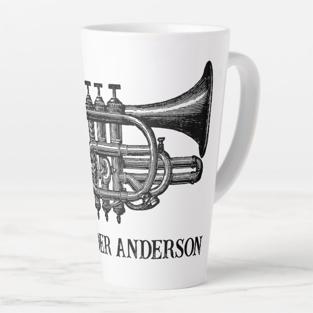Caneca De Café Latte Trumpet Personalize Mug (Ângulo direito)