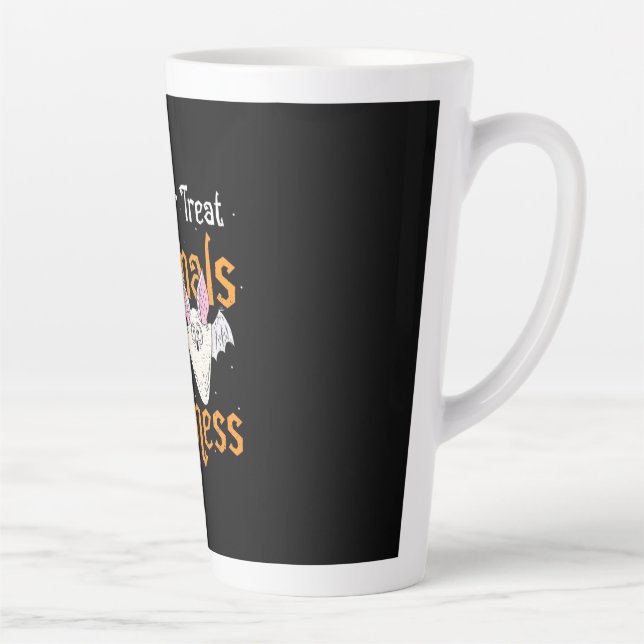 Caneca De Café Latte Truque Ou Tratar Animais Com Bondade (Direita)