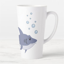 Tubarão Nadador de Animação com Nome Latte Mug