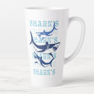 CANECA DE CAFÉ LATTE TUBARÃO, TUBARÕES, TUBARÕES, ESTILO