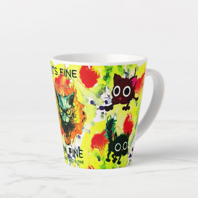 Caneca De Café Latte Tudo Bem Verde, Red Speck Mug (Ângulo direito)