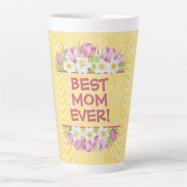 Caneca De Café Latte Tulipa e Narciso Florais Personalizados