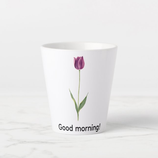 Caneca De Café Latte Tulipa Roxa Elegante Personalizada (Frente)