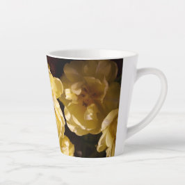 Caneca De Café Latte Tulipas Amarelas Elegantes Floral