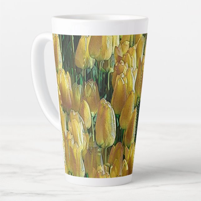 Caneca De Café Latte Tulipas Amarelas Sunshine (Ângulo esquerdo)