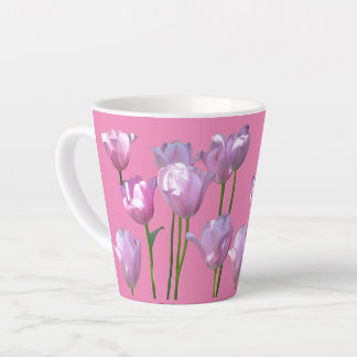 Caneca De Café Latte Tulipas Cor-de-Rosa Solarenga. Caneta Lateral BC R