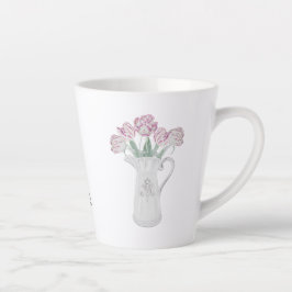 Caneca De Café Latte Tulipas na Cerâmica Pitcher