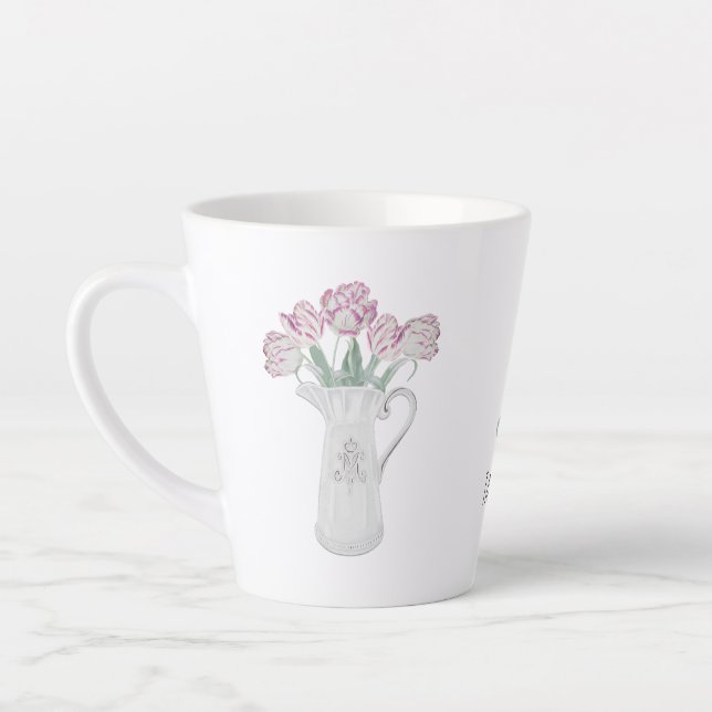 Caneca De Café Latte Tulipas na Cerâmica Pitcher (Esquerda)