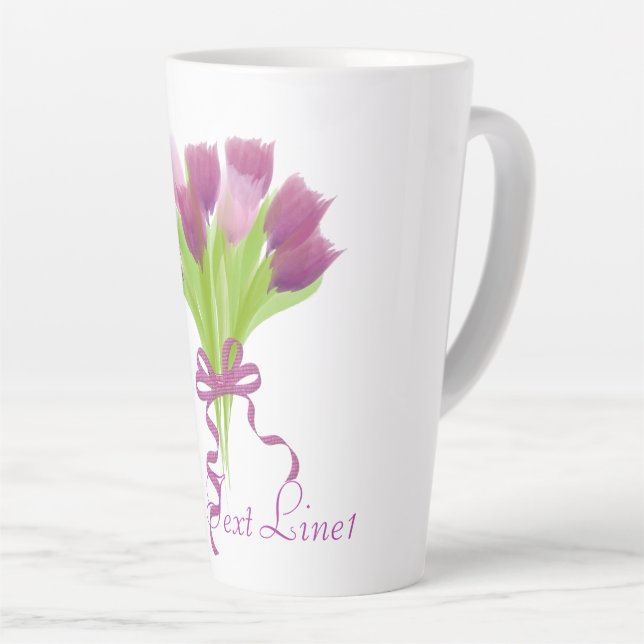 Caneca De Café Latte Tulipas Personalizadas (Ângulo direito)