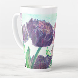 Caneca De Café Latte Tulipas Roxas