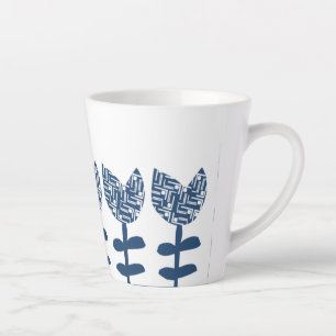 Caneca De Café Latte Tulipas Verdadeiras Azuis