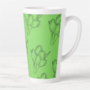 Caneca De Café Latte Tulipas Verde Salvia Caneca de Latte - Botânico Mi