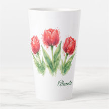 Tulipas Vermelhas Aquarela Personalizadas